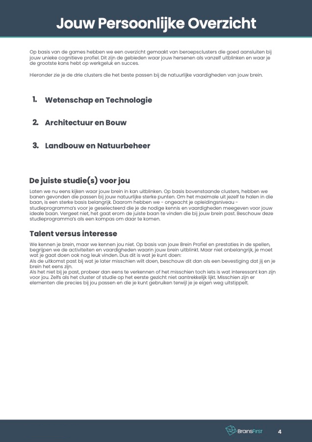 Overzicht van beroepsclusters